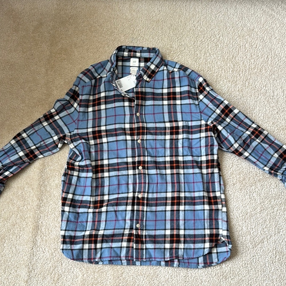 Blue Plaid Button-Up Shirt